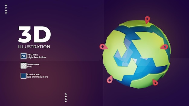 icono 3d del día mundial del medio ambiente