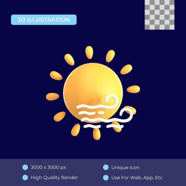Icono 3D del día ventoso