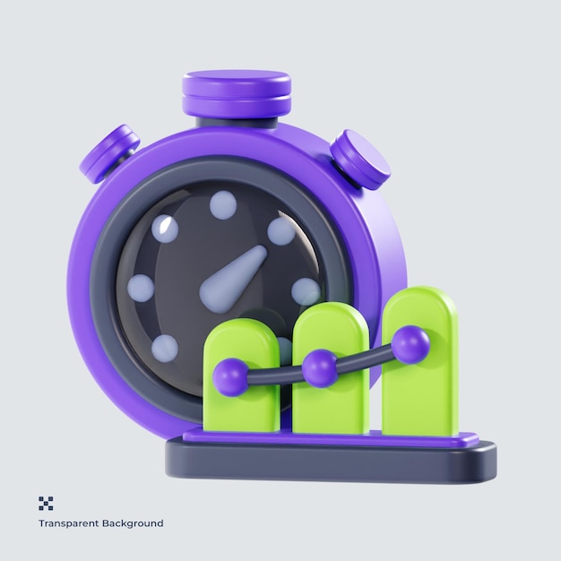 Icono 3d de diagrama de tiempo