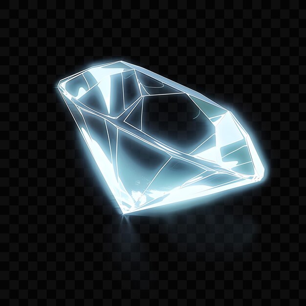 PSD icono 3d de diamante con superficie facetada hecho con c translúcido psd y2k diseño de logotipo web de neón brillante