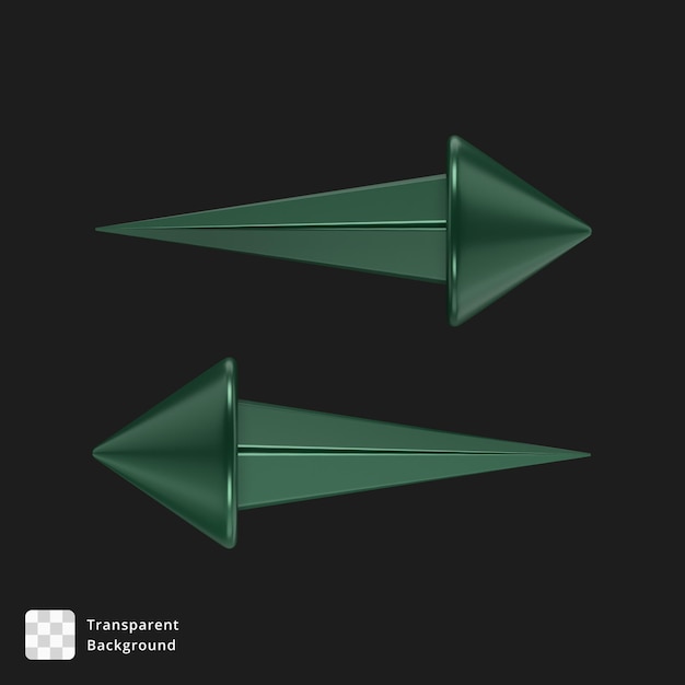 icono 3d de dos flechas verdes que apuntan en direcciones opuestas