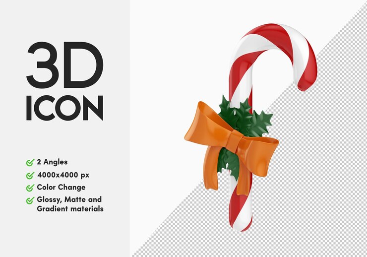 PSD icono 3d de dulces de navidad