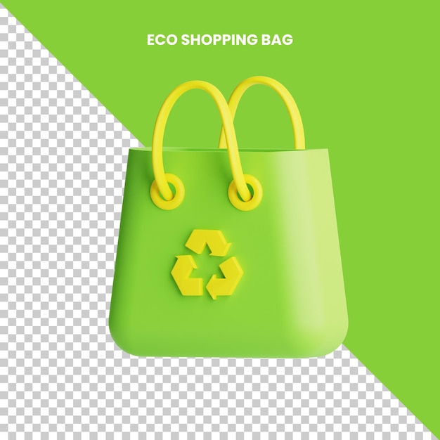 Icono 3d Eco Shopping aislado en el fondo transparente