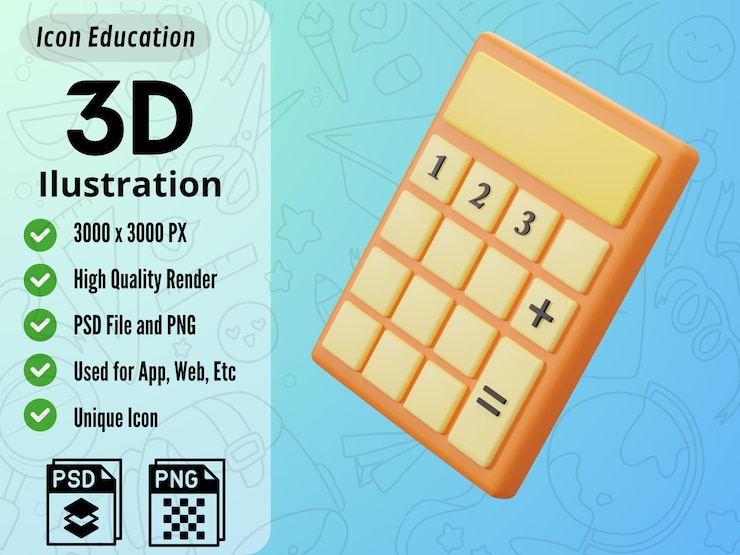 PSD icono 3d para la educación