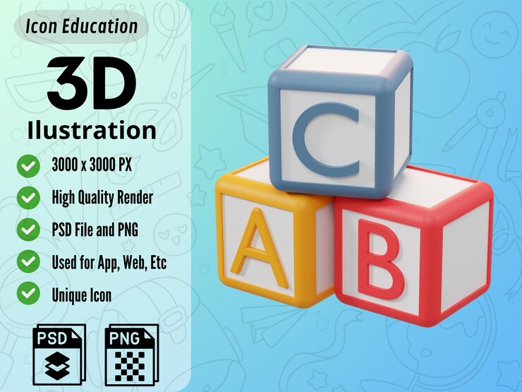 PSD icono 3d para la educación