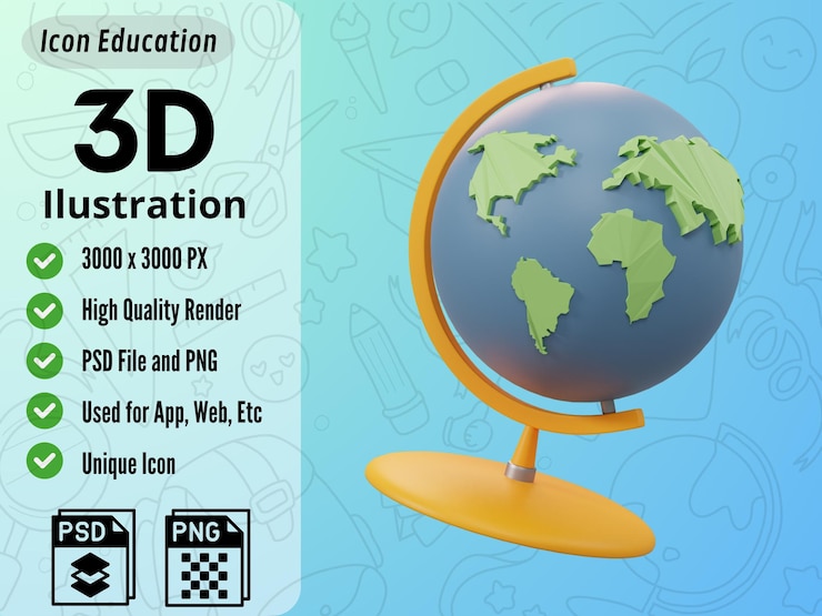 PSD icono 3d para la educación