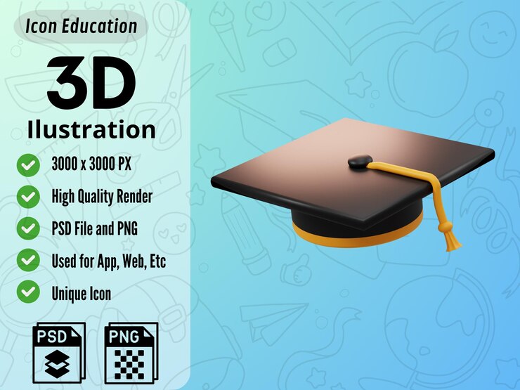 PSD icono 3d para la educación
