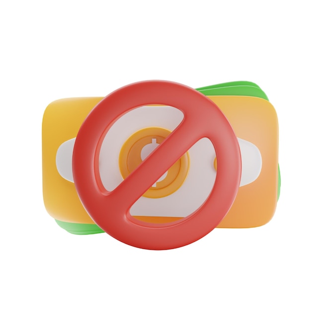 Icono 3d sin efectivo por dinero