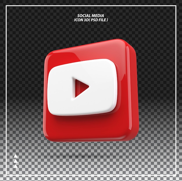 Icono 3d de elemento de youtube