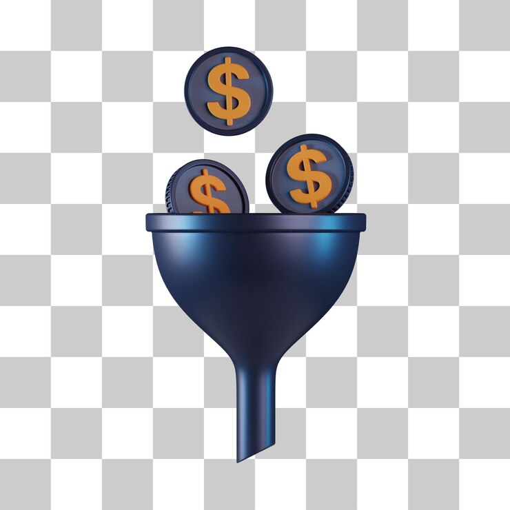 PSD icono 3d de embudo de dinero