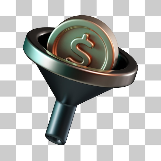 Icono 3D del embudo de ventas