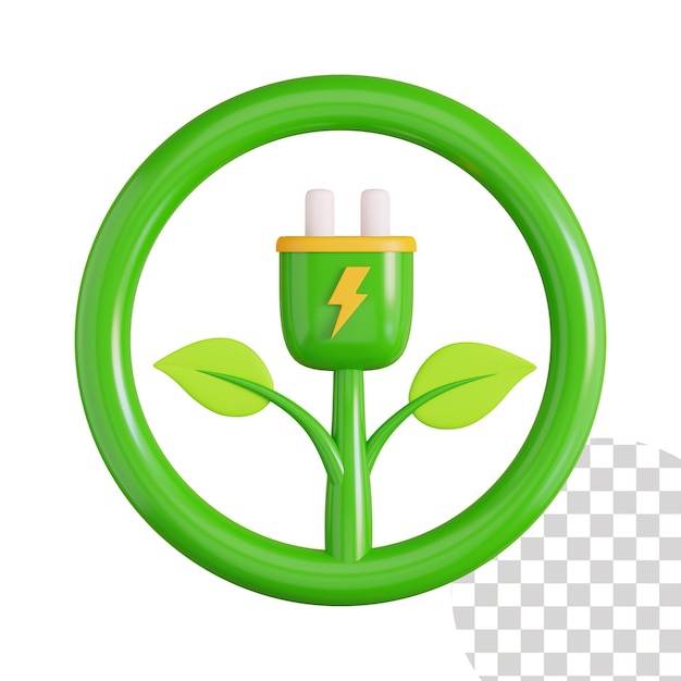 PSD icono 3d de energía verde