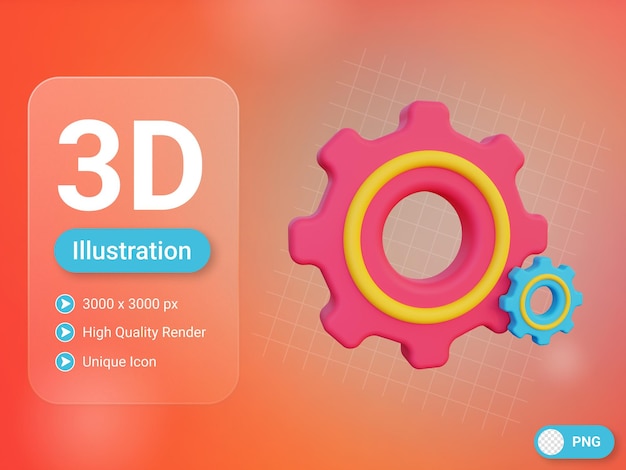 PSD icono 3d de engranaje