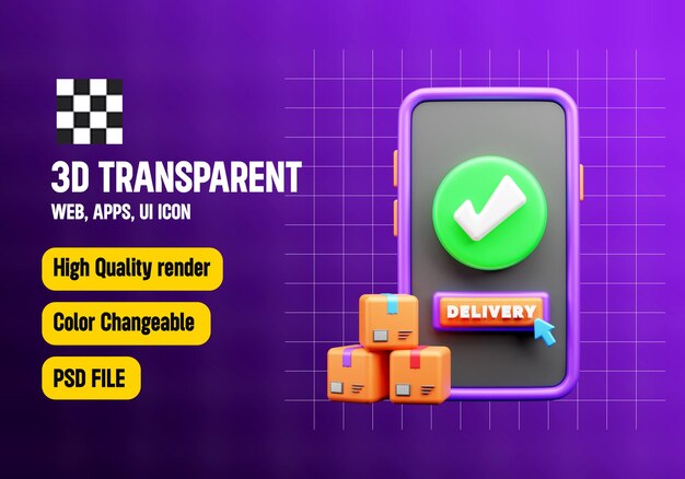 Icono 3d de entrega en línea