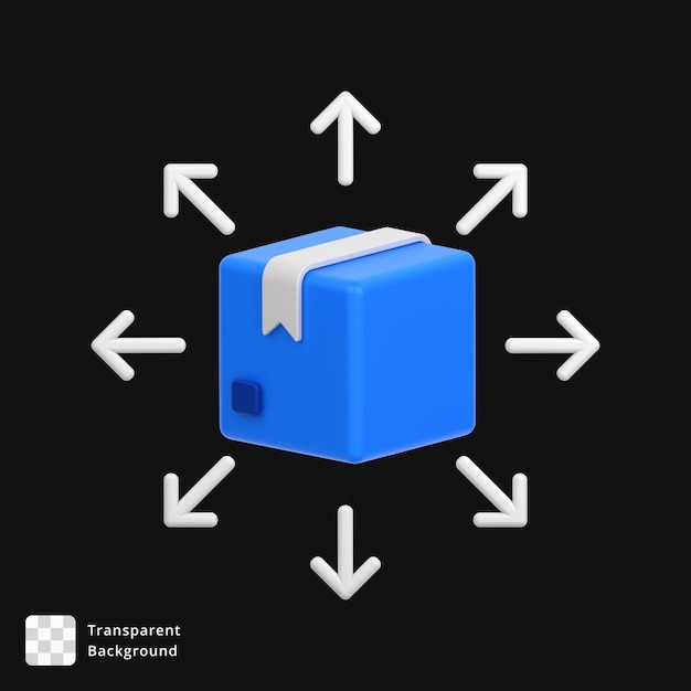 Icono 3D de entrega de paquetes en todo el mundo
