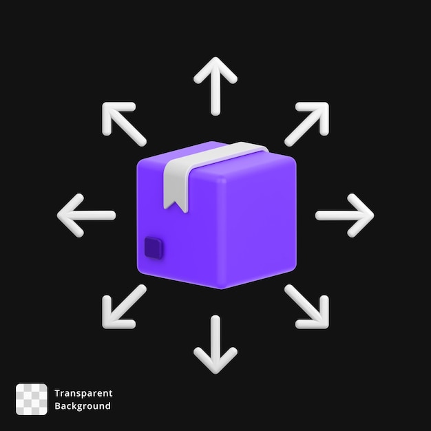 Icono 3D de entrega de paquetes en todo el mundo