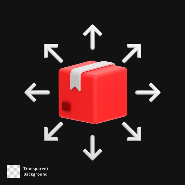 Icono 3D de entrega de paquetes en todo el mundo