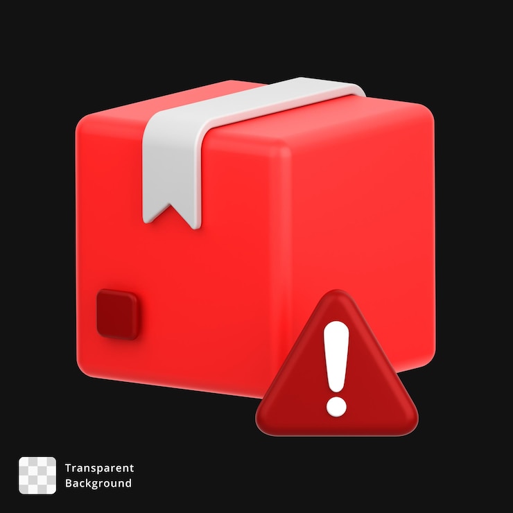 PSD icono 3d de un envase con señal de advertencia