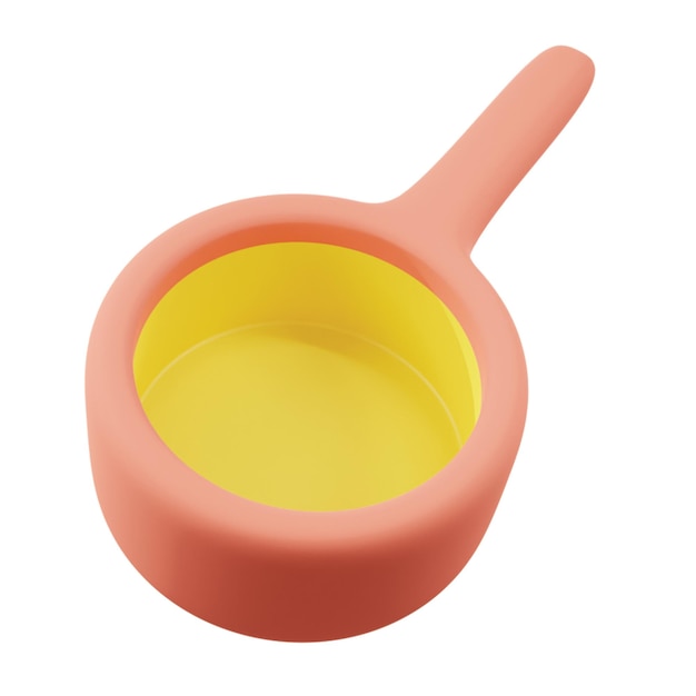 El icono 3D es una olla de cocina mínima.