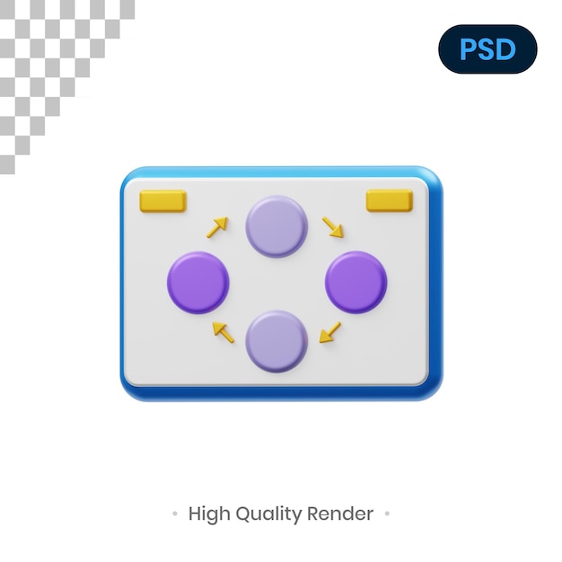 PSD icono 3d de esquema de proyecto psd premium