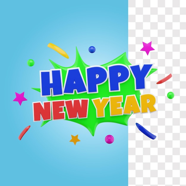 Icono 3D de la etiqueta engomada de año nuevo