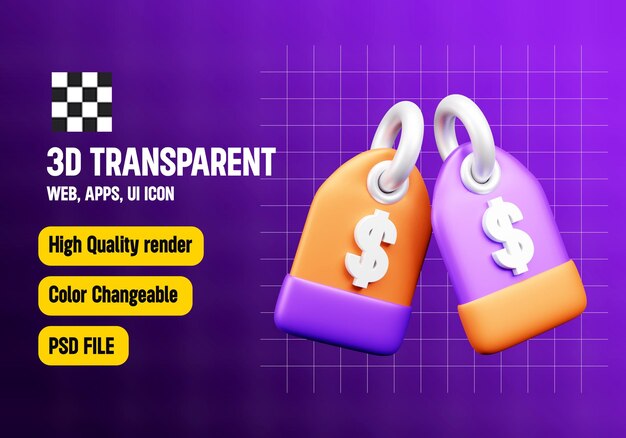 Icono 3D de etiqueta de precio