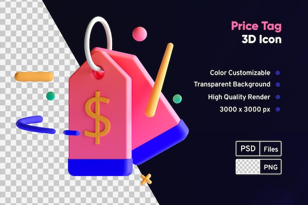 Icono 3D de etiqueta de precio