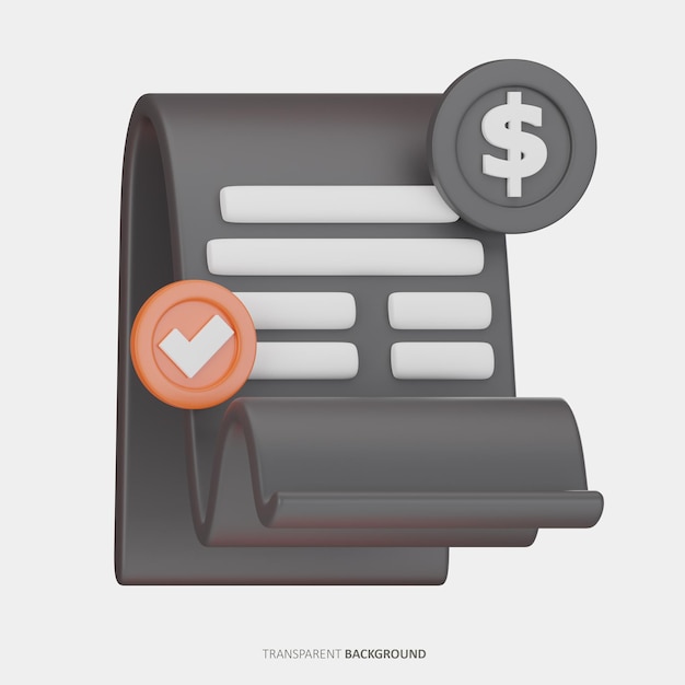 Icono 3D de factura de dinero
