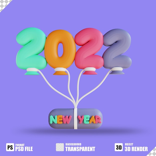 Icono 3d feliz año nuevo 2022 11