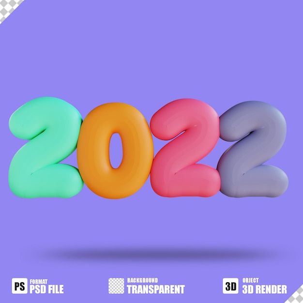 Icono 3D feliz año nuevo 2022 9