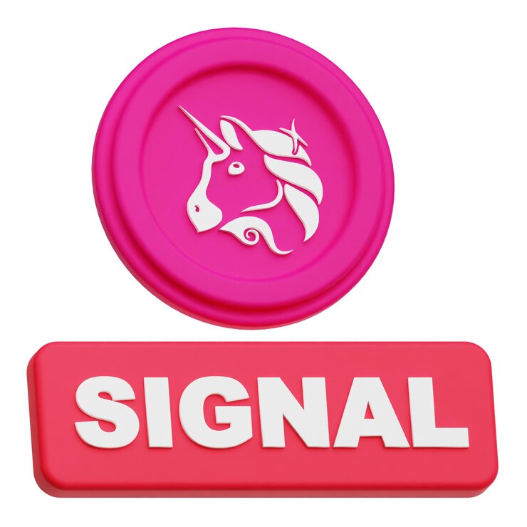 PSD icono 3d de la ficha criptográfica uniswap aislado en el fondo blanco