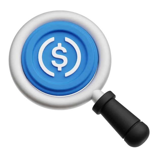 El icono 3D de la ficha criptográfica usdc aislado en el fondo blanco