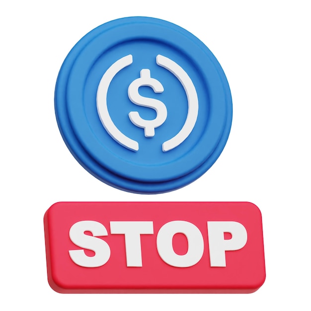 El icono 3D de la ficha criptográfica usdc aislado en el fondo blanco