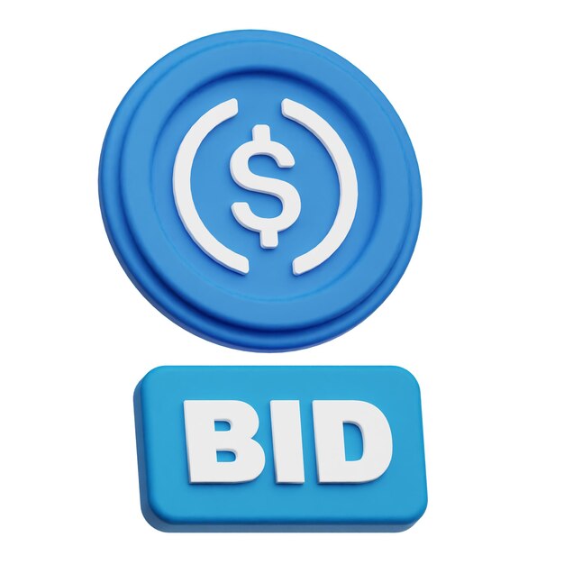 El icono 3D de la ficha criptográfica usdc aislado en el fondo blanco