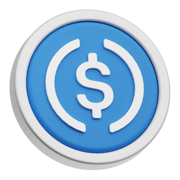 El icono 3D de la ficha criptográfica usdc aislado en el fondo blanco