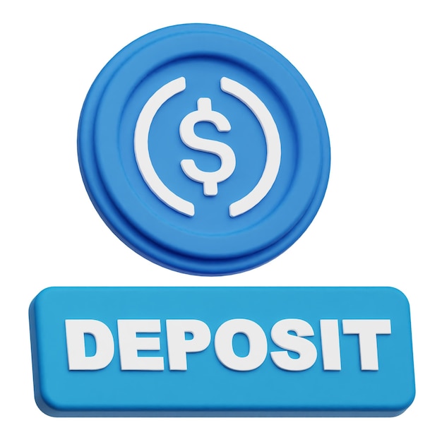 El icono 3D de la ficha criptográfica usdc aislado en el fondo blanco
