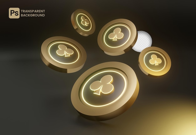 Icono 3D de fichas de póquer con fondo transparente