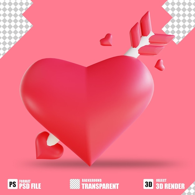 Icono 3D flecha de amor 2 adecuado para el día de san valentín