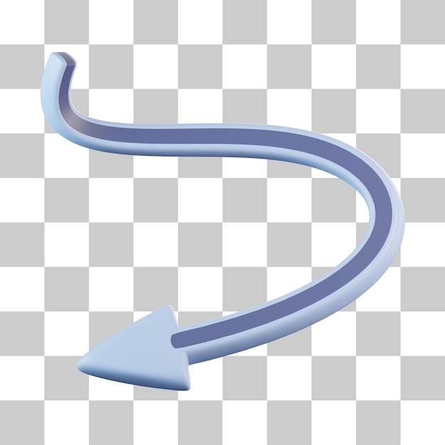Icono 3D de flecha izquierda curva