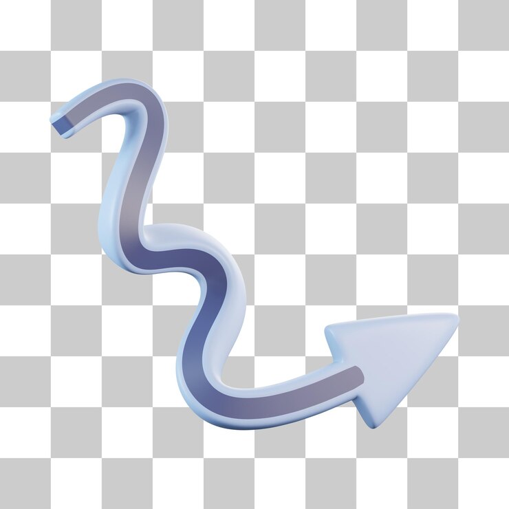PSD icono 3d de flecha en zig-zag simple