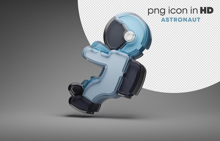 PSD ícono 3d con fondo transparente - astronauta (izquierda)