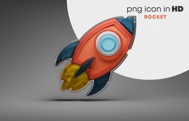 Icono 3D con fondo transparente - cohete