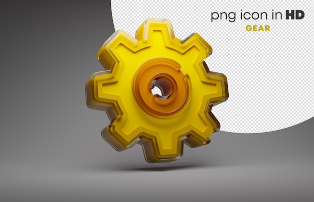 Icono 3d con fondo transparente - engranaje (derecha)
