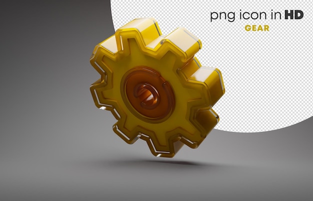 Icono 3d con fondo transparente - engranaje (izquierda-abajo)