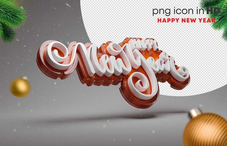 PSD ícono 3d con fondo transparente - feliz año nuevo (hacia arriba)