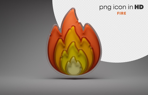 Icono 3d con fondo transparente - fuego