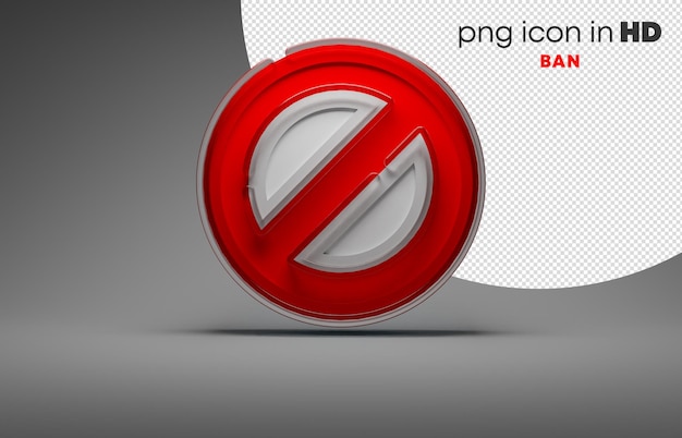 Icono 3D con fondo transparente - prohibición