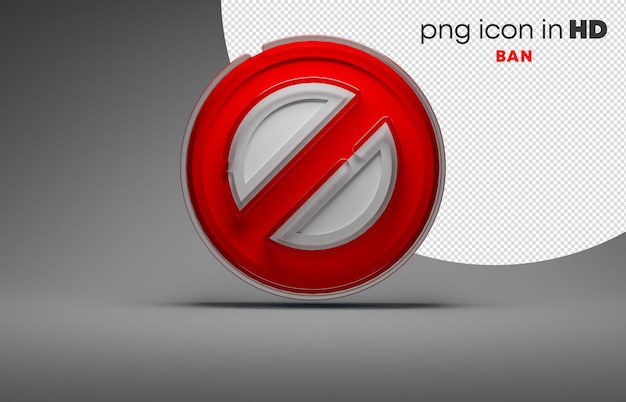 PSD icono 3d con fondo transparente - prohibición