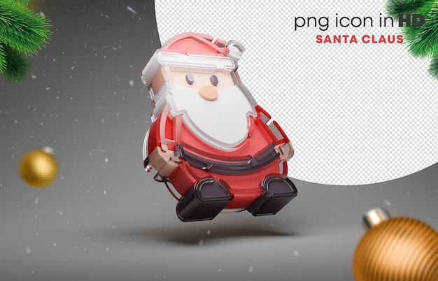 PSD icono 3d con fondo transparente - santa claus (hacia arriba)