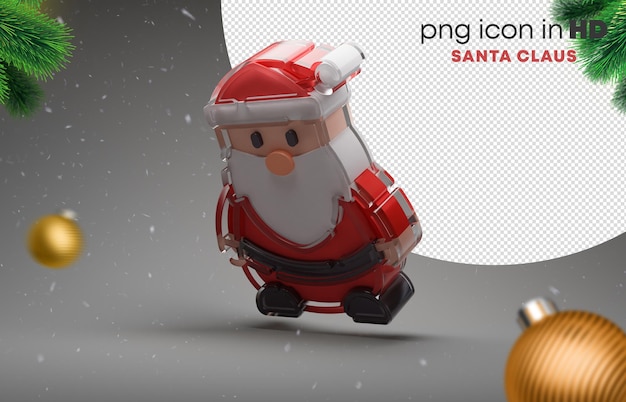 Icono 3d con fondo transparente - santa claus (izquierda-abajo)